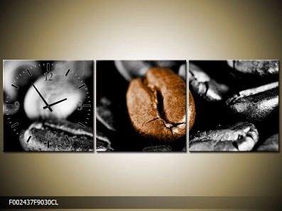 Obraz s hodinami káva 90x30cm