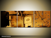 Obraz s hodinami káva 90x30cm