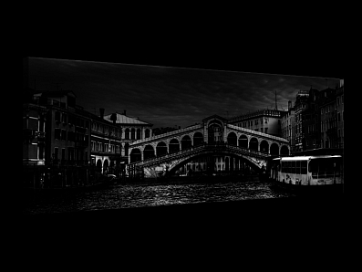 Černobílý obraz most Benátky 100x40cm