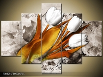 Obraz Tři tulipány - malované hnědá