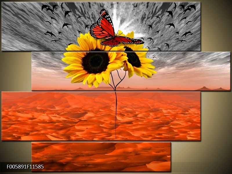 Obraz Slunečnice s motýlem