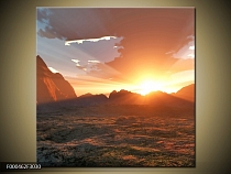 Obraz západ slunce za skály